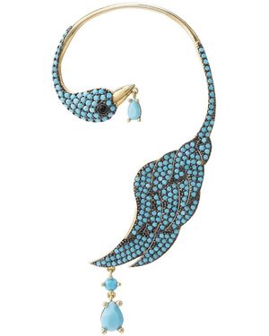 LÁTELITA London Bird Of Paradise Ear Climber Turquoise Gold Left - Blue