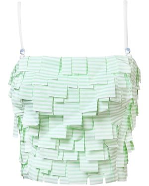 Madebyza Mint Striped Sculptural Top - Blue