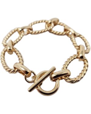 Harfi Vermeil Textured Paperclip Link Bracelet - Metallic