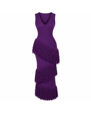 Ofuure Uyai Sequin Fringe Maxi Dress - Purple