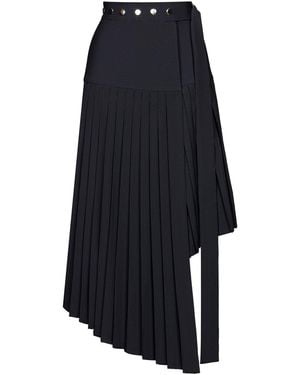 Monosuit Midi High-Waist Asymmetrical Pleated Skirt - Blue