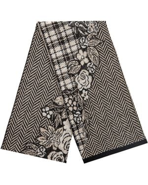Mohair&Angora Mohair Shawl Floral Art - Grey