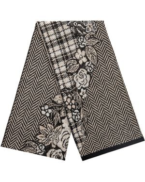 Mohair&Angora Mohair Shawl Floral Art - Grey