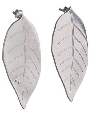 Silver Moon Moonleaf Sterling Earrings - Metallic