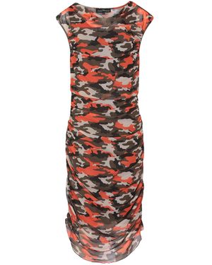Sylvia Piechulla Boudicca Summer Camouflage Camo Midi Dress With Khaki Undergarment - Red