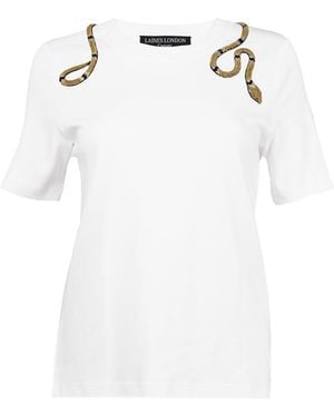 Laines London Laines Couture Embellished & Wrap Around Snake T-Shirt - White