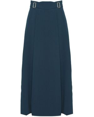 The Extreme Collection Midi Skirt With High Waist And Fluid Silhouette Petrol Petra - Blue