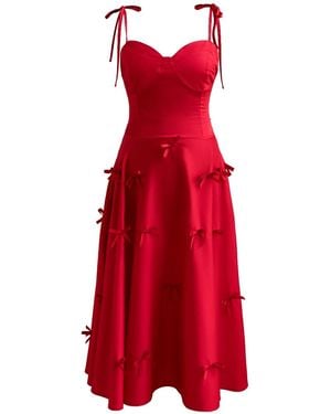 RainSisters Midi Sundress: Little Bows - Red