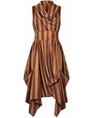 Atom Label Wrap Ruched Dress - Brown