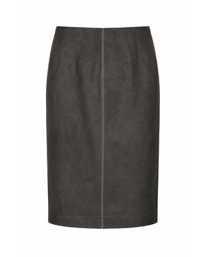 Conquista Contrast-Stitch Pencil Skirt - Grey