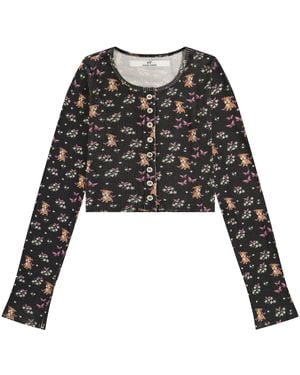 Cloud Haven Sweet Pittie Print Cardigan - Black