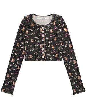 Cloud Haven Sweet Pittie Print Cardigan - Black