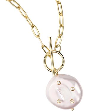 Zynnia Collective Studded Pearl Necklace - Metallic