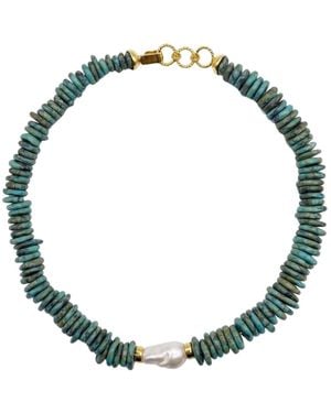 LINYA JEWELLERY Baroque Pearl Natural Stone Necklace - Green