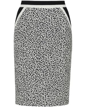Conquista Elegant Speckled Pencil Skirt With Contrast Trim - Black