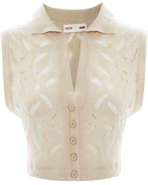 Pcfg Neutrals Cropped Ripped Knit Top - Natural