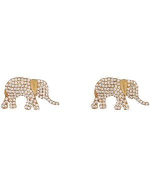 Ebru Jewelry Guardian Diamond Elephant Stud Earrings - Metallic