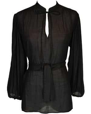 Jennafer Grace Clara Bishop Sleeve Blouse - Black