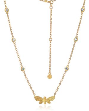 Moon London Joy Butterfly Gemstone Necklace - Metallic