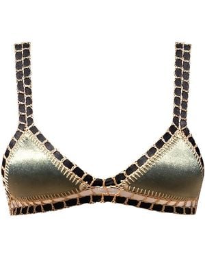 Luxsea Swimwear Milos Khaki Shimmer Crochet Bikini Top - Natural