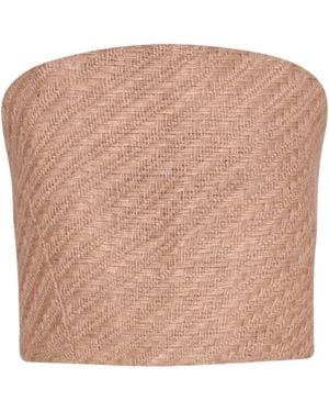 London Atelier Byproduct Neutrals Raffia Multi-Wear Corset Crop Top - Natural