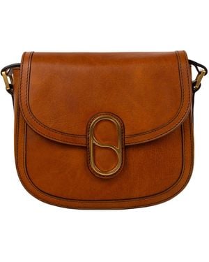 Time Resistance Leather Saddle Bag - Brown