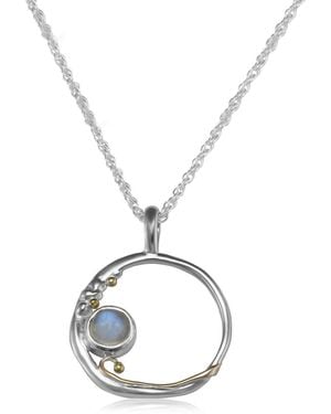Isla Silver Round Moonstone Necklace - Metallic