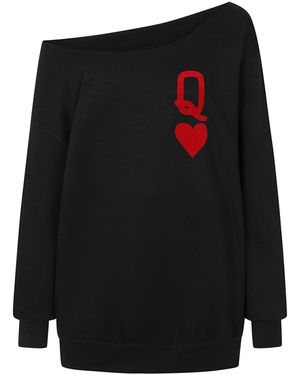 James Steward Queen Of Hearts Oversized Sweatshirt - Black