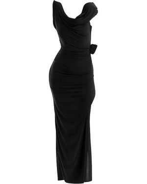 Maison De Gala Adele Draped Maxi Dress - Black