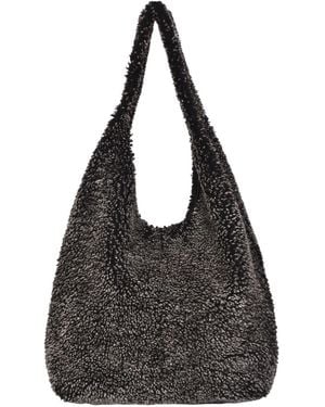 Owen Barry Sheepskin Shoulder Slouchy Bag Hurricane - Black