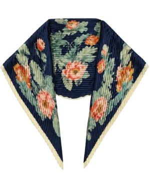 Saachi Botanical Pleated Scarf - Blue