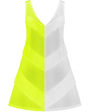 Kim Foley Neon- Chevron Beach Cover-Up Athletic Mesh Dress - Yellow