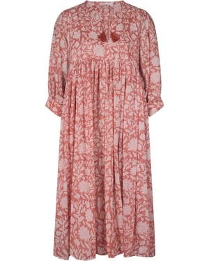 La Mandarine Floaty, Floral Summer Midi Dress, Summer Dress With Pockets, Reese Sundress - Red