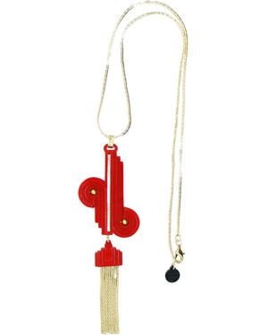 Gissa Bicalho Handmade Acrylic Necklace Pendant Verner - Red