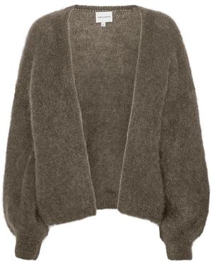 American Dreams Lee Short Cardigan Dark Taupe - Brown