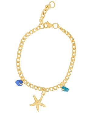 Glassy Starfish Bracelet With Sea Glass - Metallic
