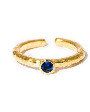 Kybele Studio Sapphire Hammered Gemstone Ring - Metallic