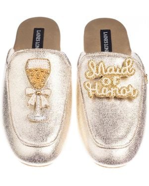 Laines London Classic Mules With Maid Of Honour Brooches - Natural