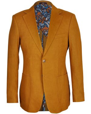 DAVID WEJ Hugo Linen Single Breasted Blazer - Brown