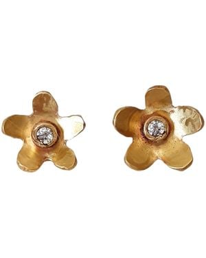 Lily Flo Jewellery Daisy 9K Solid And Lab Grown Diamond Stud Earrings - Metallic