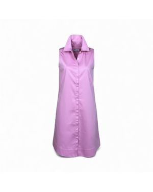 Perlavera Crosby Rose Solid Cotton Satin Sleeveless Missy Fit Midi Dress - Purple