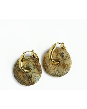 Edgar Navarro Jewelry Neutrals Edgar Navarro Picture Jasper Hoop Earrings - Green