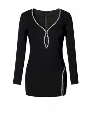 AGGI by HALEWSKI Lily Mini Party Dress With Long Sleeves - Black