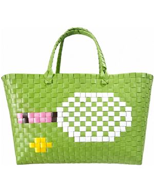 Duggan Society Tennis Woven Basket Bag - Green