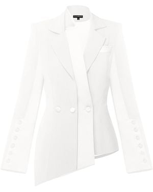 Tia Dorraine Modern Power Asymmetric Tailored Blazer - White