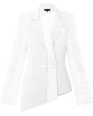 Tia Dorraine Modern Power Asymmetric Tailored Blazer - White