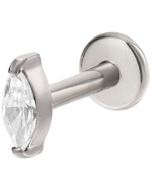 Vanhi Marquise Threadless Flat Back Titanium Cartilage Stud - White