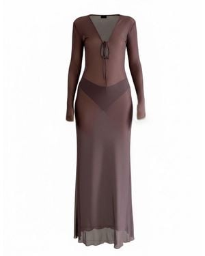 Alia Studio Amethyste Maxi Mesh Dress - Brown