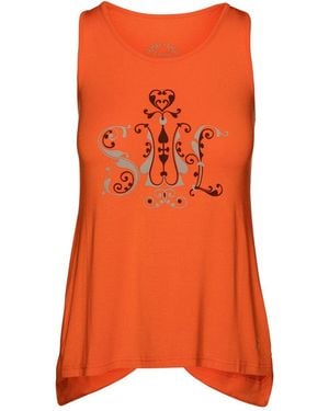 Conquista Racer Back Print Top - Orange