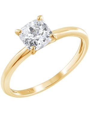 Diamonbliss Embellished Swarovski Stone Plated Sterling Solitaire Princess Cut Ring One Carat - Metallic